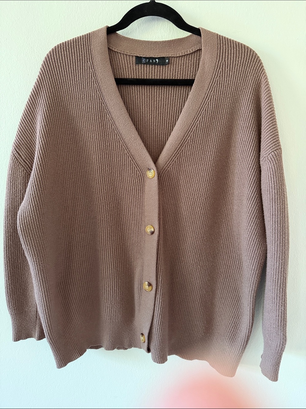 Taupe V-Neck Button Cardigan Sweater